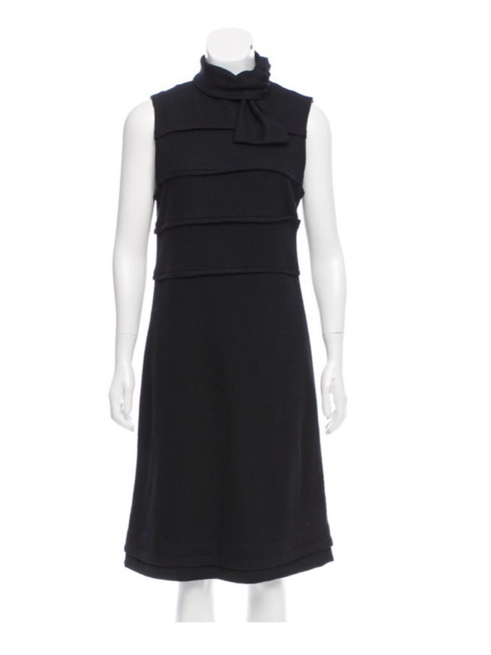 Tory Burch Black Sleeveless Tiered Neck-Tie Midi Dress